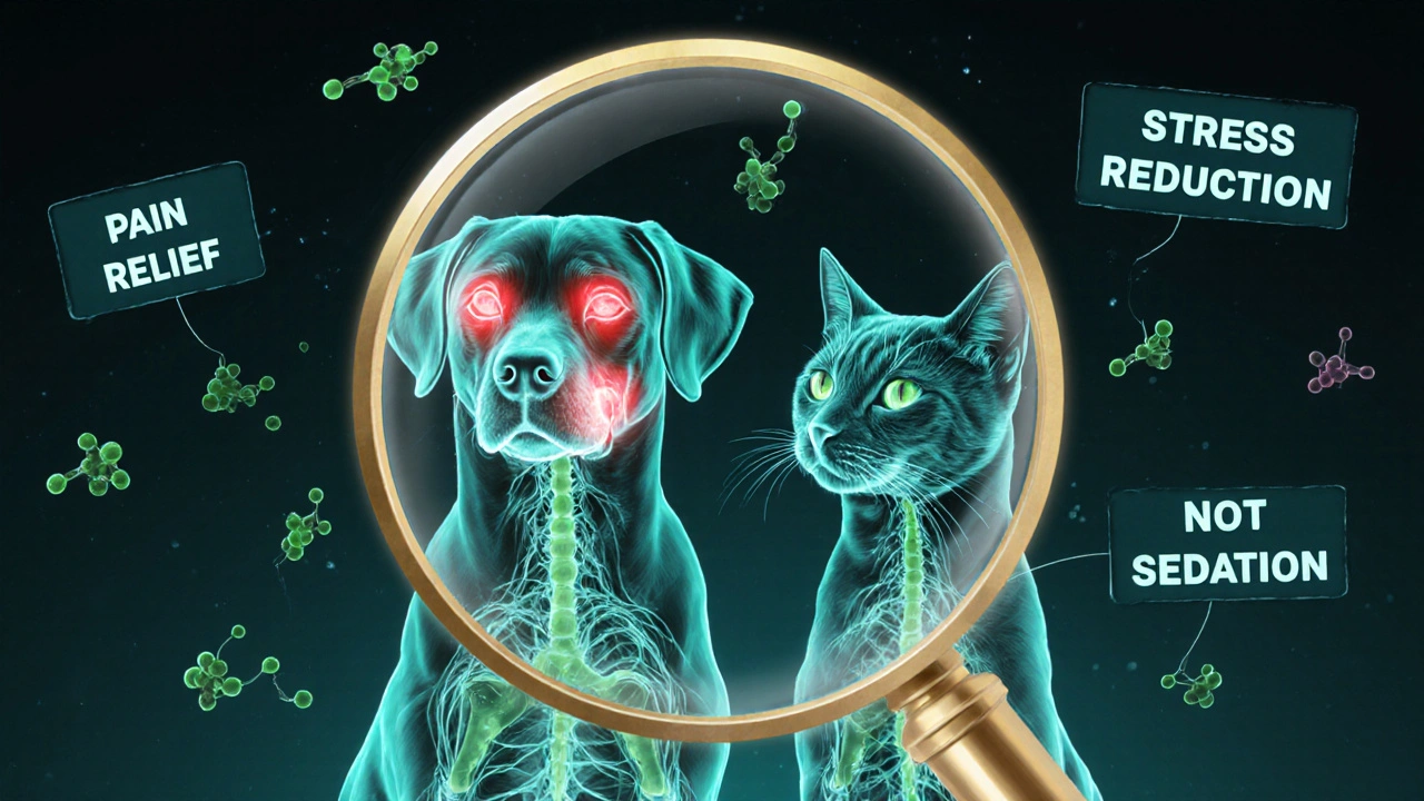 Transparenz-Darstellung der Endocannabinoïd-Rezeptoren eines Hundes und einer Katze, die CBD wirken sehen.