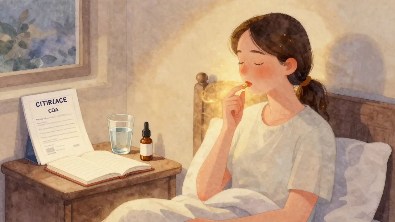 Person mit CBD-Crumble unter der Zunge, ruhig und entspannt in einem abendlichen Zimmer.