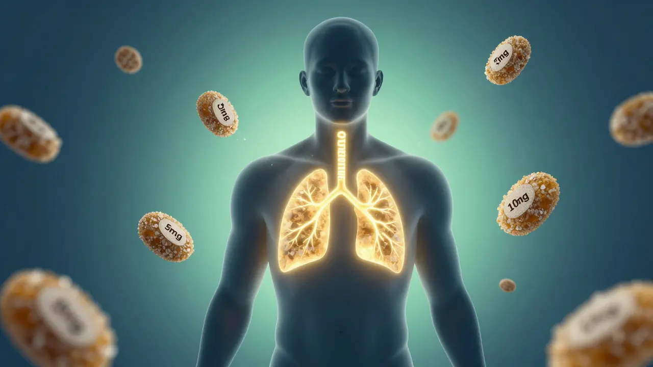 Eine Silhouette mit goldenen Wirkungswegen, symbolisierende CBD-Dosierungen.