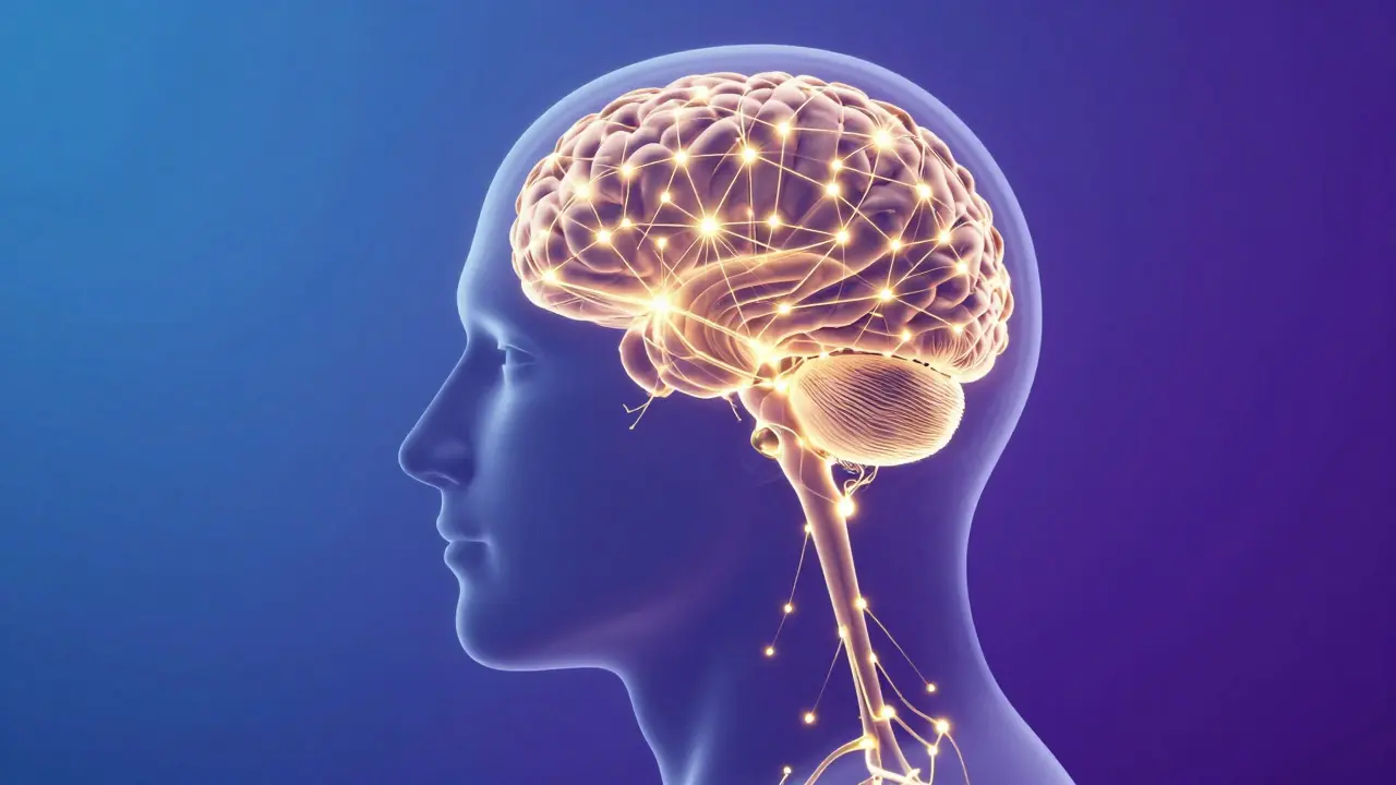 Illustration des Endocannabinoid-Systems im menschlichen Körper