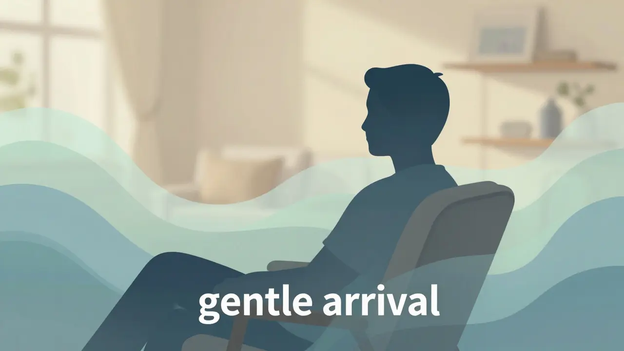 Künstlerische Darstellung einer Person, die körperliche Entspannung und Ruhe spürt.