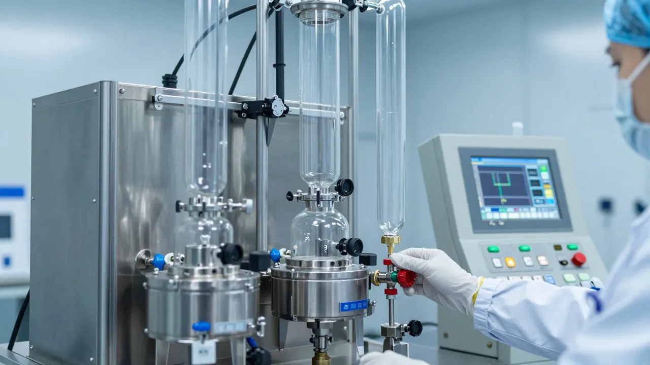 Moderne CO2-Extraktionsanlage in einem sterilen Laborumfeld