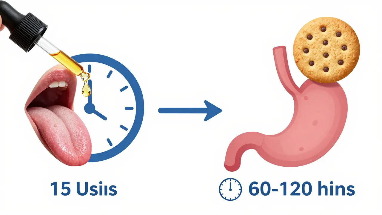 Visueller Vergleich der Aufnahmezeit von CBD-Öl versus CBD-Cookies