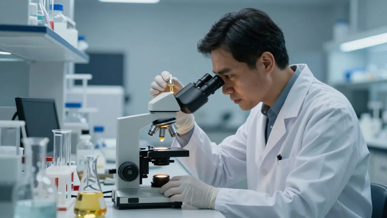 Wissenschaftler untersucht CBD-Öl im Labor