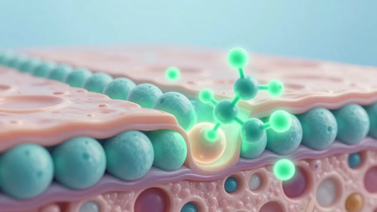 Molecular view of CBD penetrating skin layers
