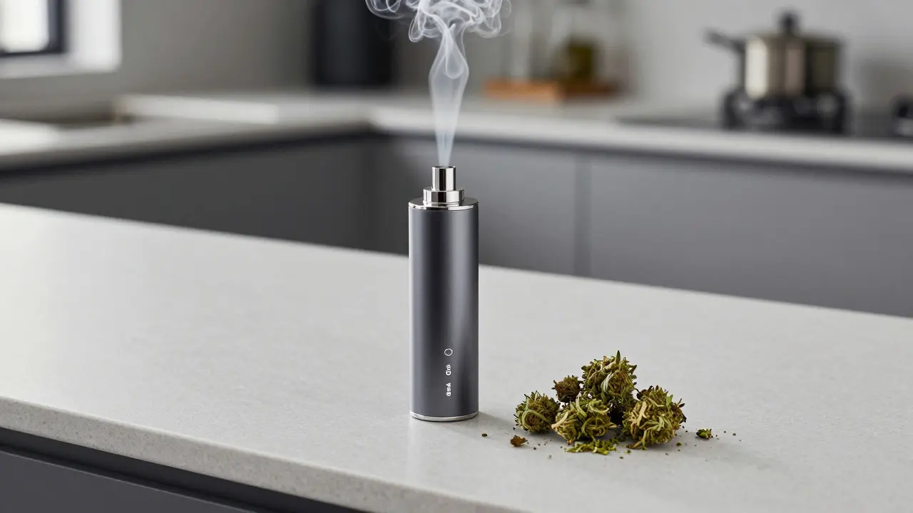 Dry-Herb-Vaporizer mit Hanfblüten und sauberem Dampf