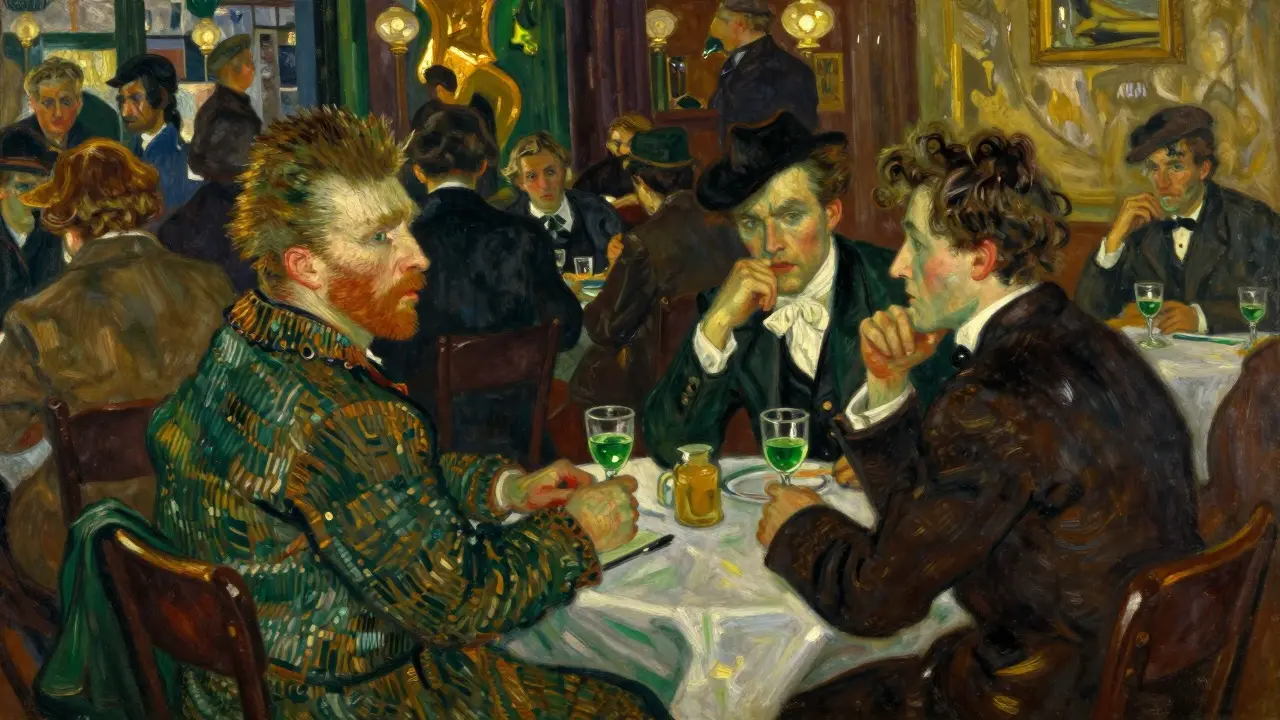Künstler wie Van Gogh trinken Absinth im historischen Salon