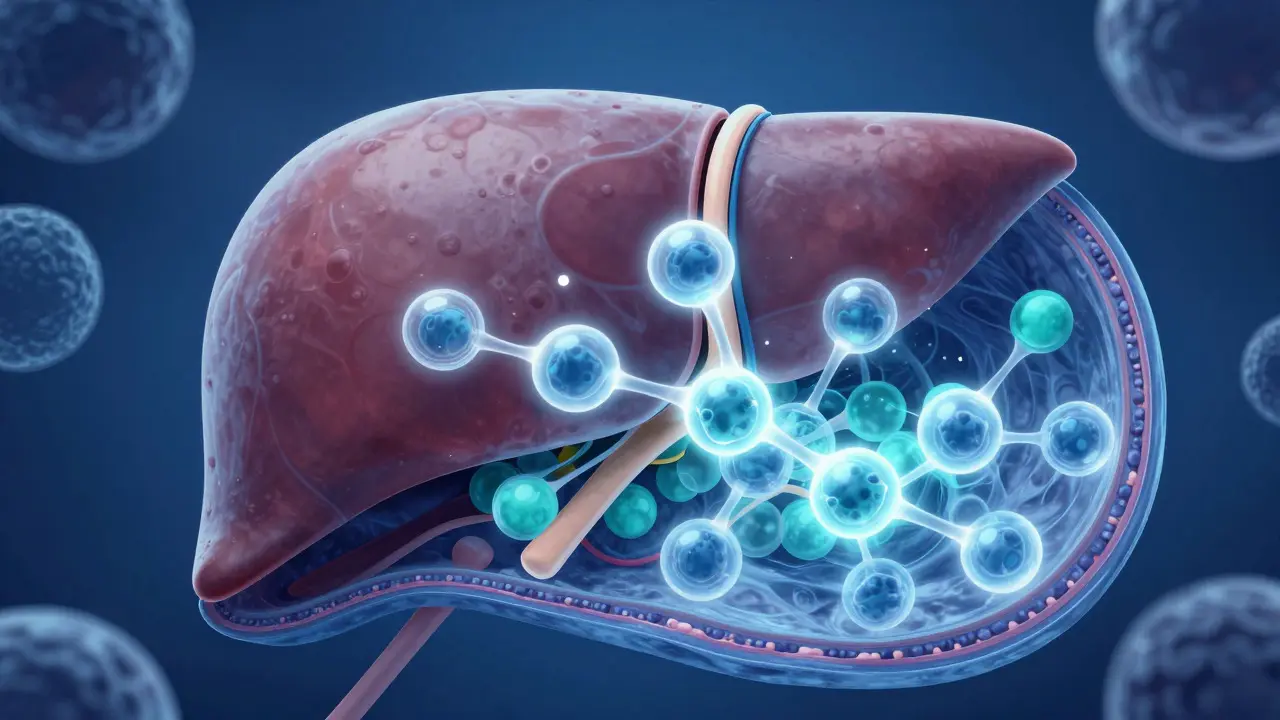 Konzeptionelle Illustration der antioxidativen Wirkung in Leberzellen