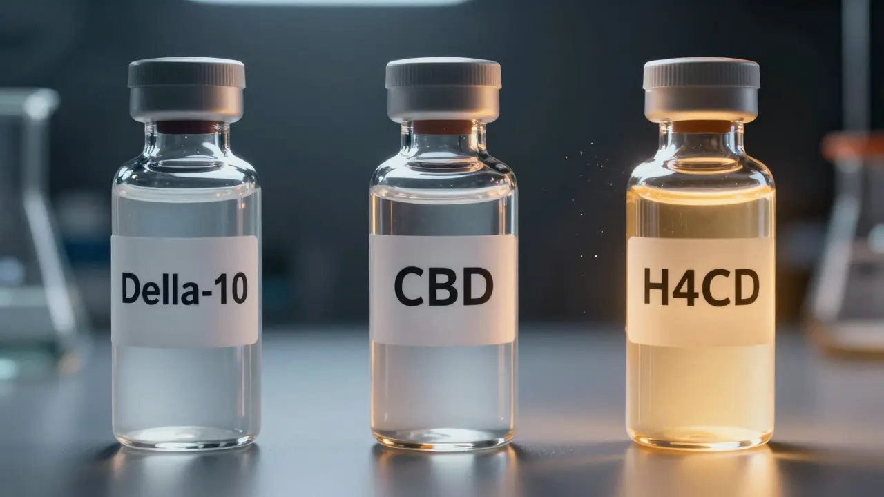 Vergleich der Bindungsstärke von Delta-10, CBD und H4CBD an Rezeptoren